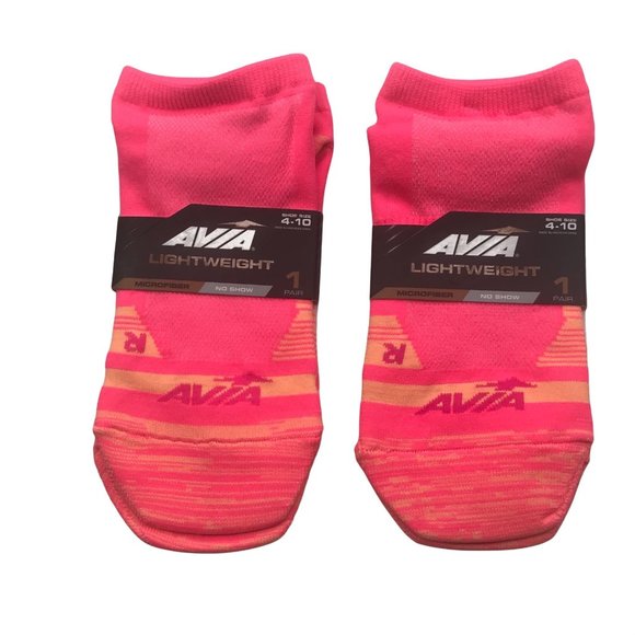 2 Pack Avia Women's Lightweight No Show Microfiber Pink/Yellow Socks Sz 4-10 New - Picture 1 of 5